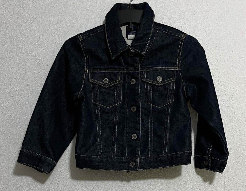 GAP Kids XS (4) Blue Denim Jacket Button Front Long Sleeve Collared Pockets